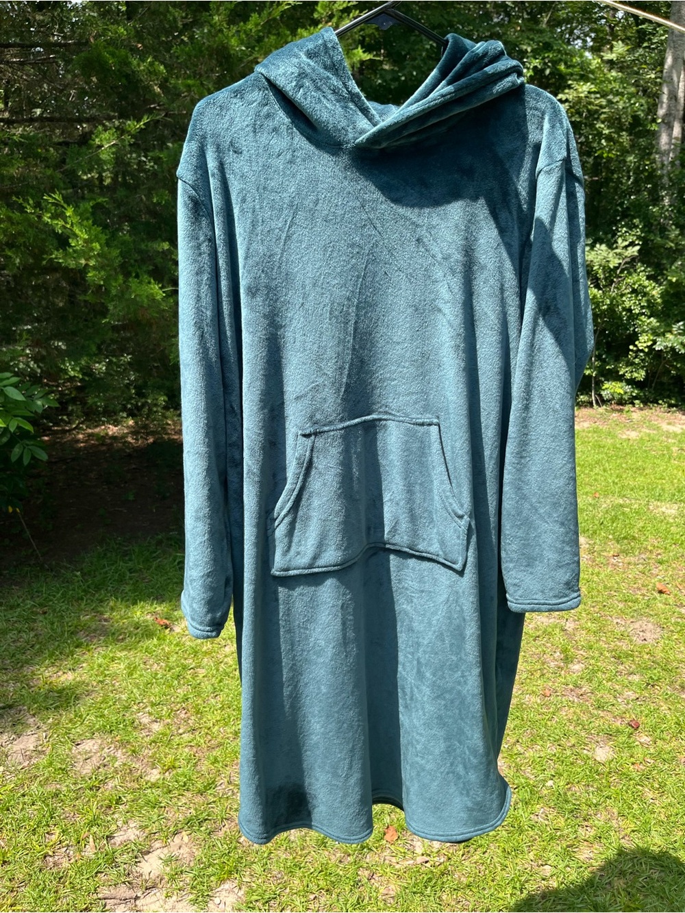 32 Degrees Plush Hooded Lounge Robe in Teal